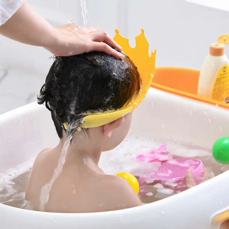 Adjustable Baby Shower Shampoo Cap Crown Soft Children Wash Hair Bath Hat for Baby Ear Protection Children Shower Head Cover