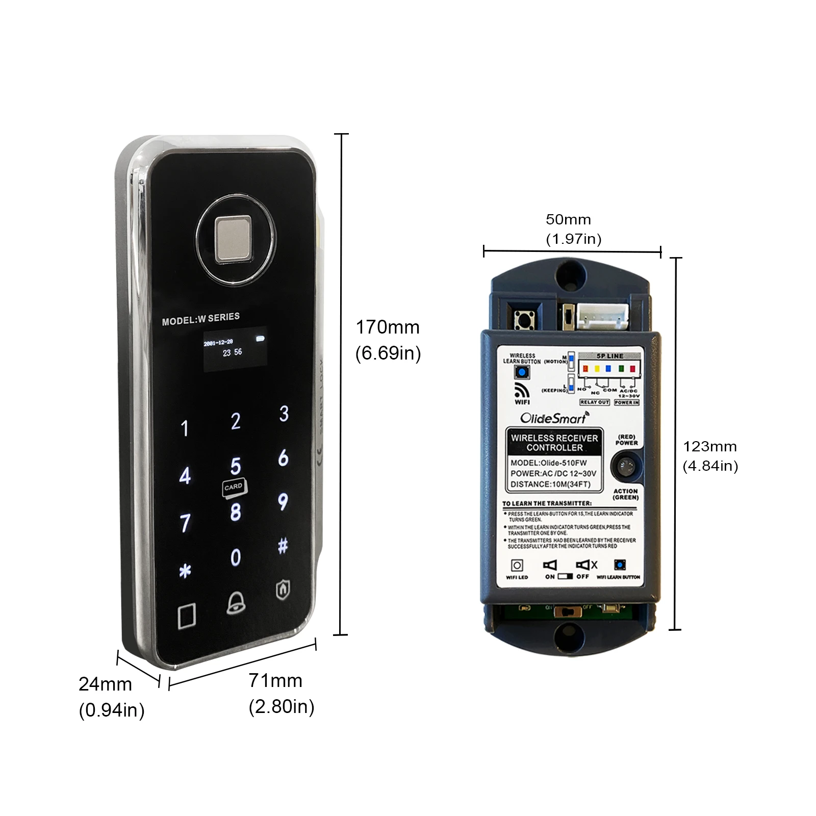 WIFI Smart Wireless fingerprint and access kaypad for entry system, automatic doors