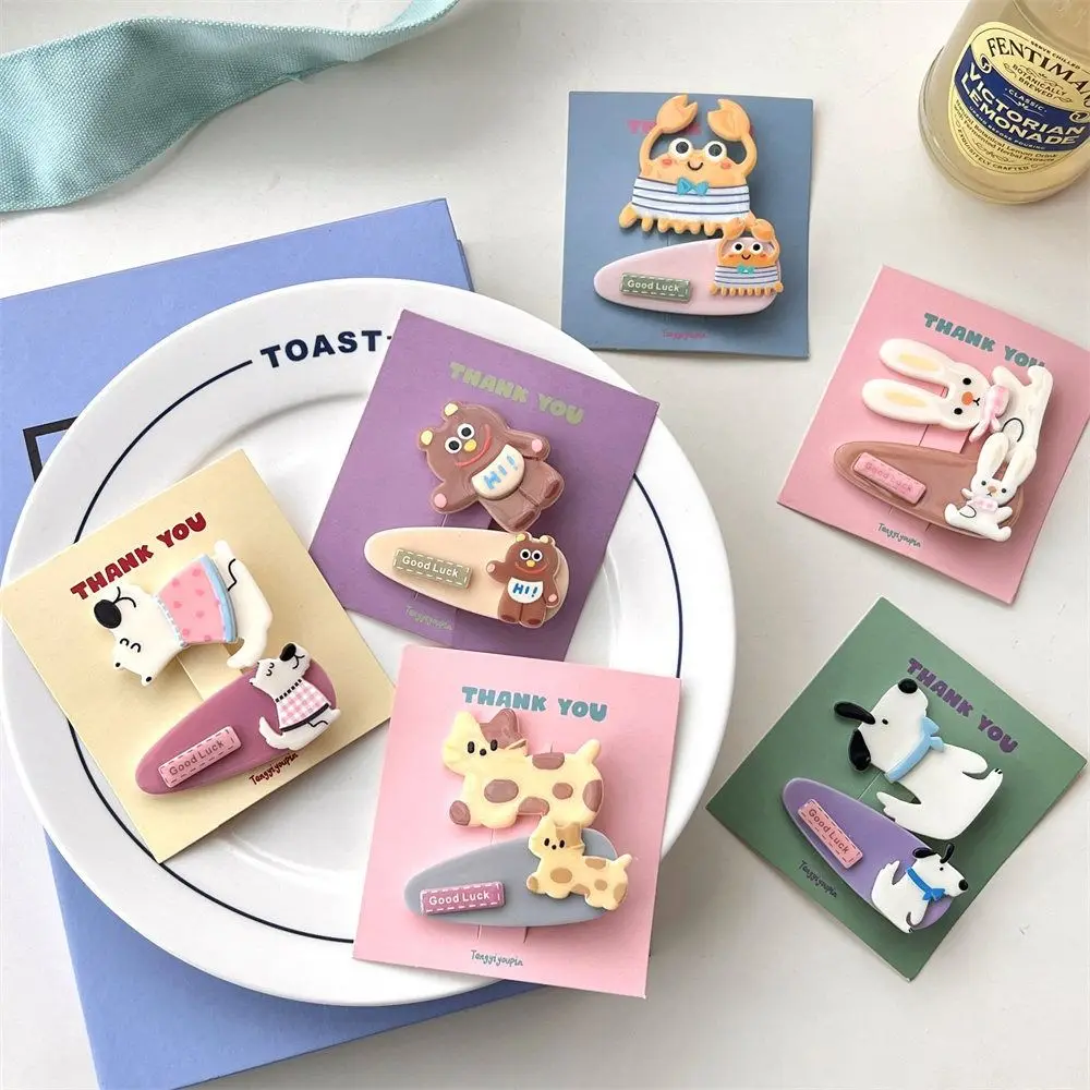 

Animal Cartoon Mini Hair Clip Japanese Candy Color Korean Style Bear BB Clip Duckbill Clip Hairpin Cute Barrettes Set Makeup