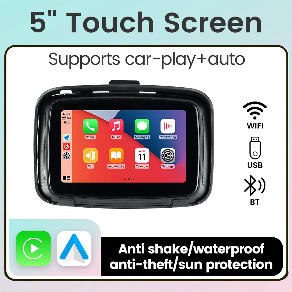 5-inch car mounted motorcycle navigation system, portable navigation GPS display screen, IPX7 waterproof display screen