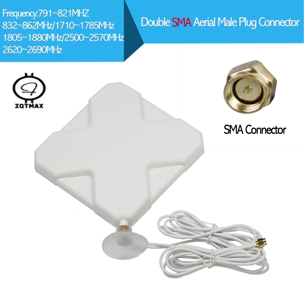 Zqtmax 35Dbi 4G Lte Antenna Doppio Sma Antenna Connettore Maschio 1710-2690Mhz Per Ripetitore Wifi Amplificatore Ripetitore Di Segnale Mobile