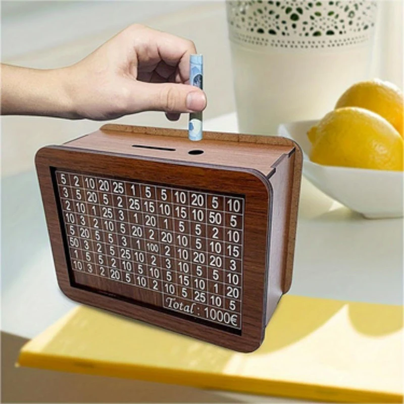 Wooden Piggy Bank Wooden Money Box Piggy Bank Cash Box Wooden Money Box Counter Wooden Piggy Bank Cash Boxes Savings Goals 1000/3000/5000/10000 Euro