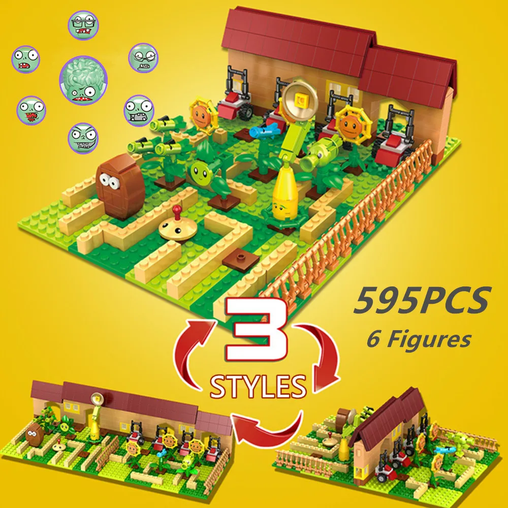 Girasole Maze Pea Shooter Plants Vs Zombies Peashooters Model Building Block Mattoni Kit Set Figura Giocattolo Regalo Ragazzi