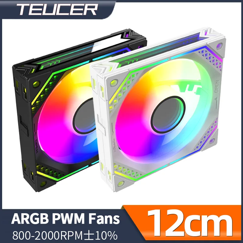 

Teucer JM-2 120mm PC Case Fan Single Pack and Cable Mirror Cycle ARGB 12v/5Pin PWM Low Noise Chassis Water Cooling Ventilador