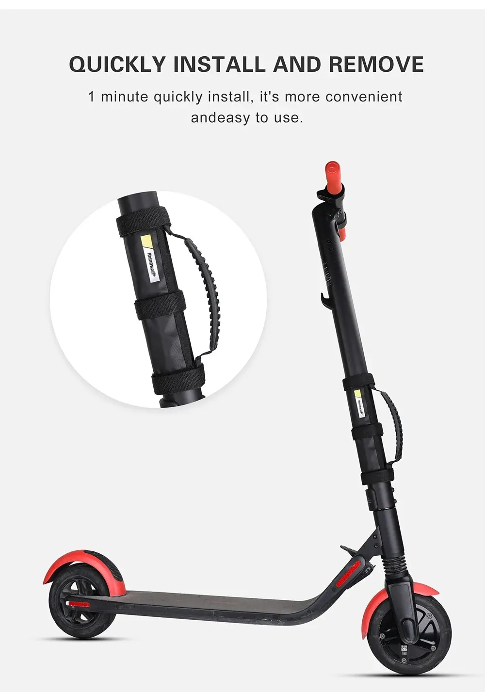 Rhino walk Handgriff gurt für Faltung Fahrrad Kick Scooter Elektro roller Trage gurt mit rutsch festem Gummi griff – Detail 8