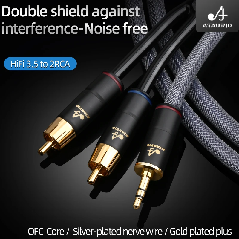 Premium 3.5mm to Dual RCA Stereo Audio Cable - High-Fidelity Y Splitter for Amplifiers and Mixers