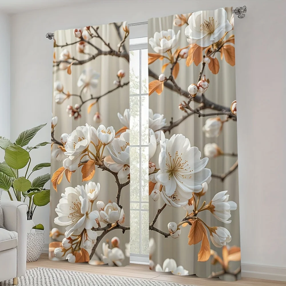 Vintage Peach Floral Curtain Set 2