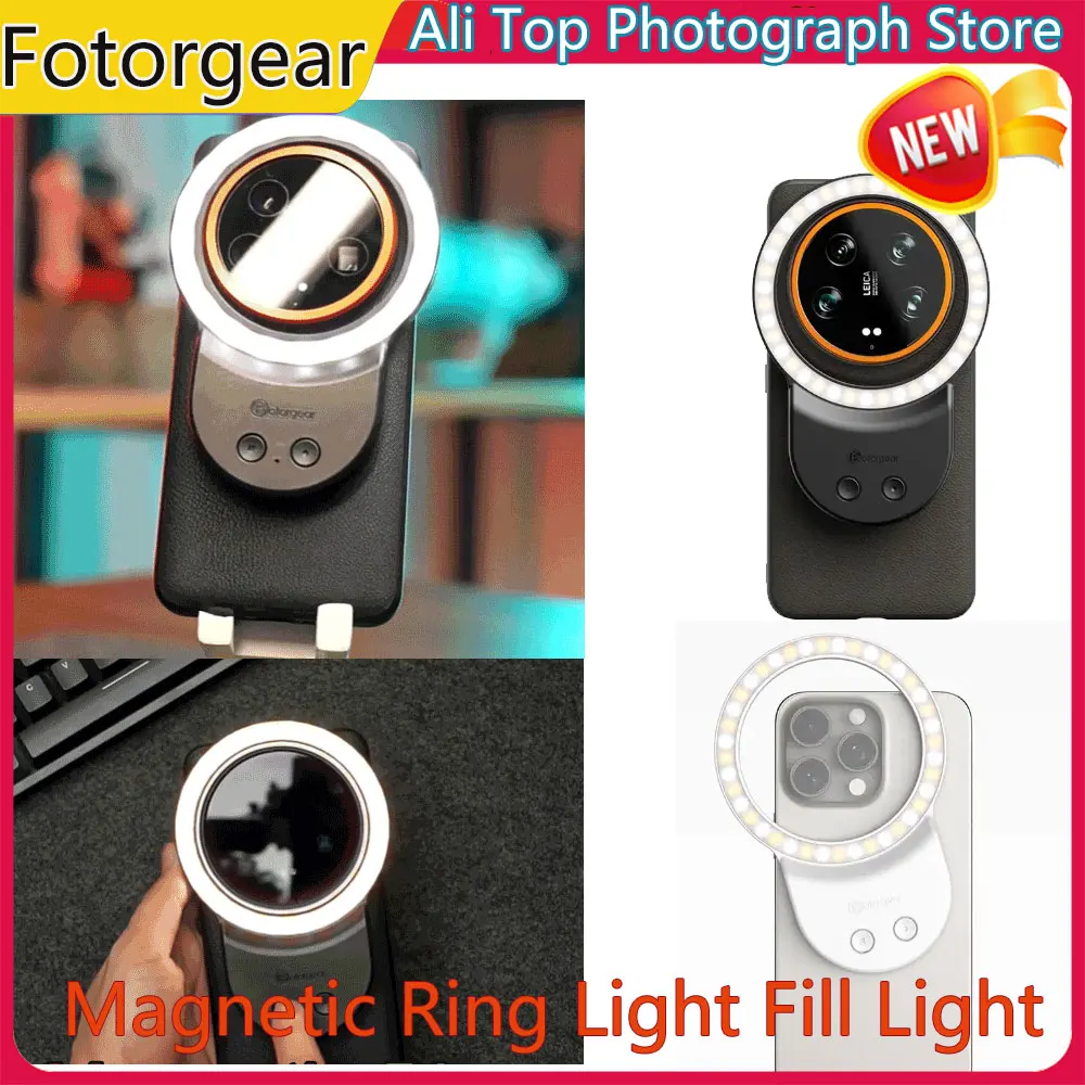 Fotorgear Photography Accessories for Xiaomi 14 Ultra Phone, Magnetic Ring Light Fill Light with Lens Cover Holder New