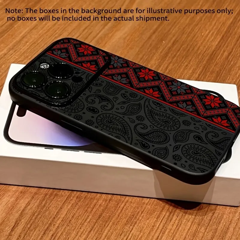Elegant Black and Red Floral Border Pattern Shockproof Phone Case - Soft Protective Cover