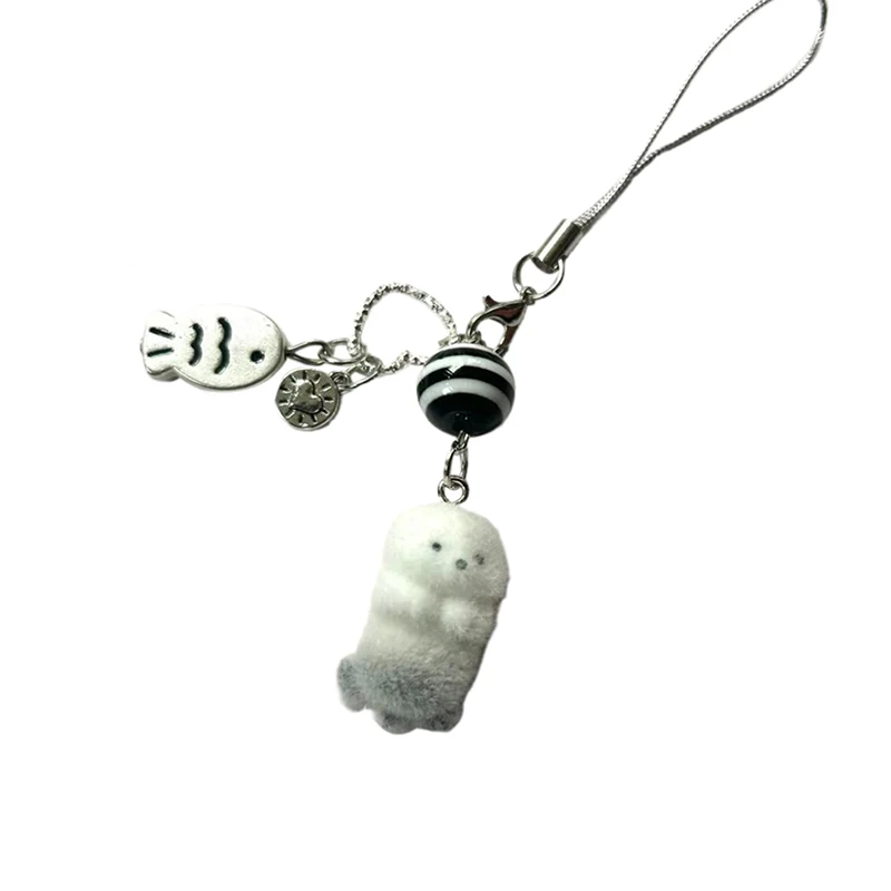 Adorable Flocked Sea Otter Charm Pendant with Lanyard