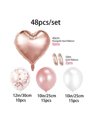 48 - Piece Pink and White Love Balloon Set for Celebrations and Special Occasions (Pink)