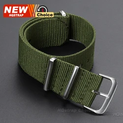 Stylish Nylon Stripe Woven Watch Strap with Silver Pin Buckle - 18mm, 20mm, 22mm Sizes - 22mm (Green)