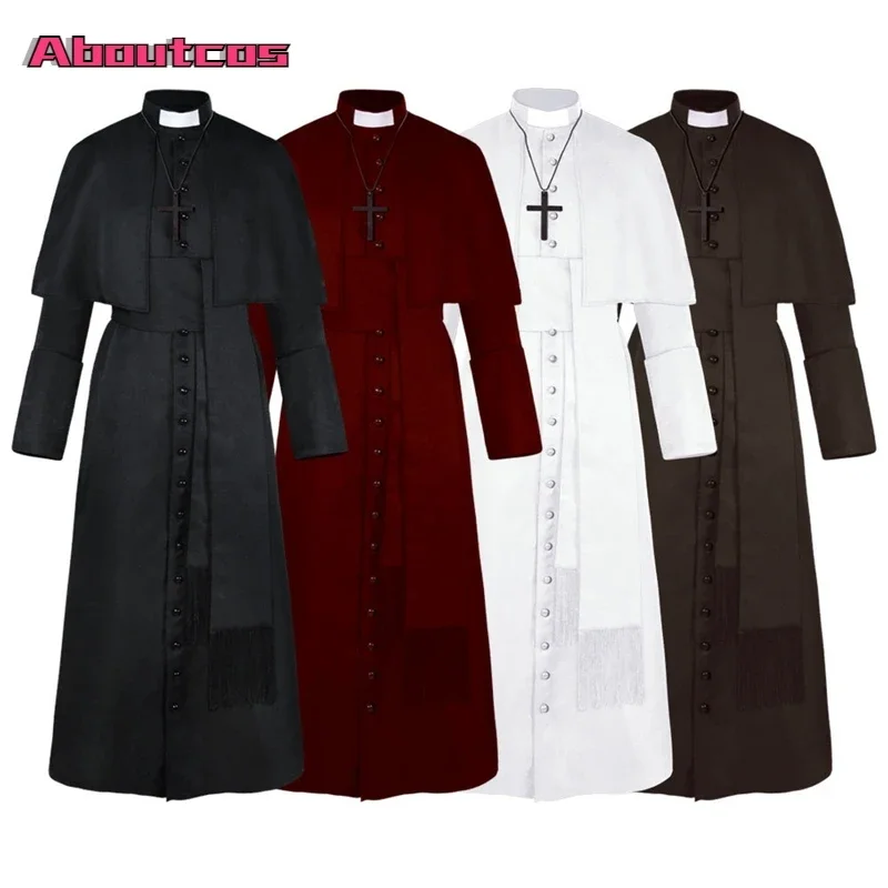 

Aboutcos костюм священника католическая церковь, религиозные римские сутановые папы, костюмы для масс, миссионерская одежда, духовенство, каскадные костюмы