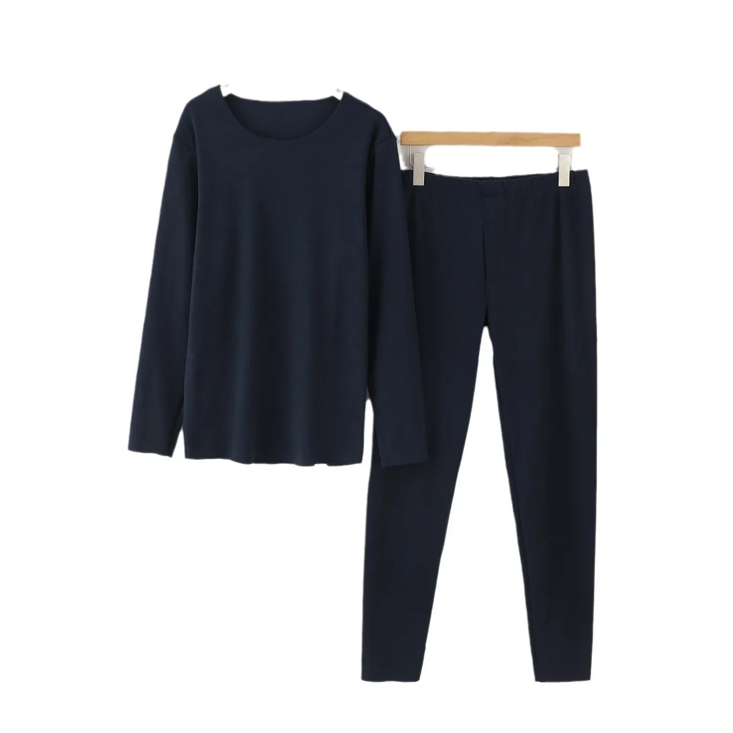 Autumn/Winter New Men's Warm Set Pajamas Long Sleeve Long Pants Two Piece Round Neck Double sided German Velvet Home Fur