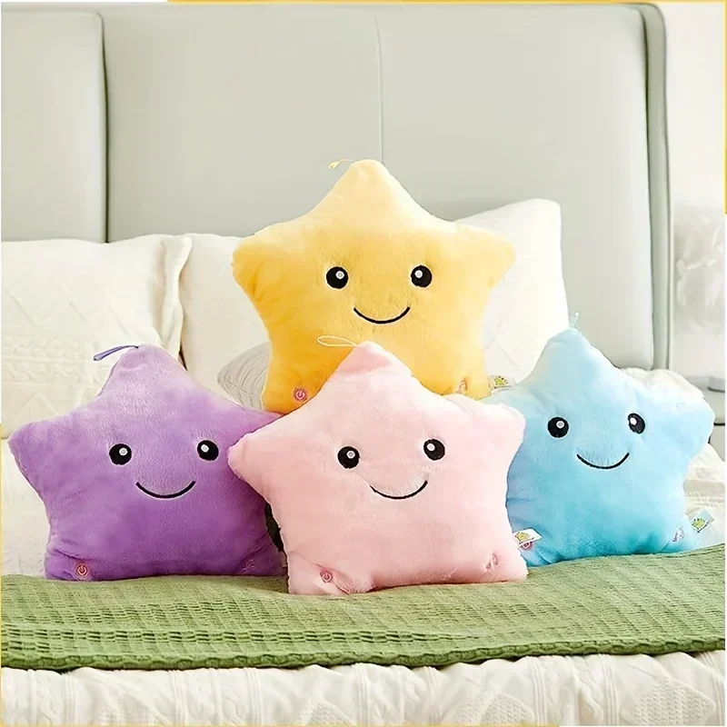 Five-pointed star Luminous Pillow Soft Stuffed Plush Glow Colorful Star Cushion LED Light Toys For Children Kids Birthday Gifts