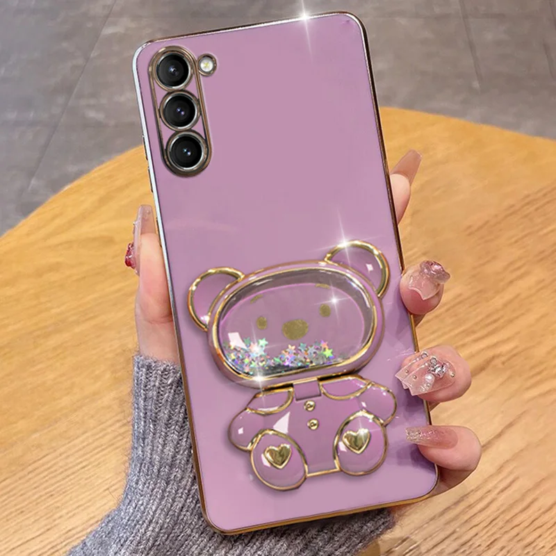 Coque de téléphone souple avec support de sable mouvant, étui pour Samsung S22 Note 20 FE S21 S23 Ultra S20 S10 Lite 10 Plus_voghion.com
