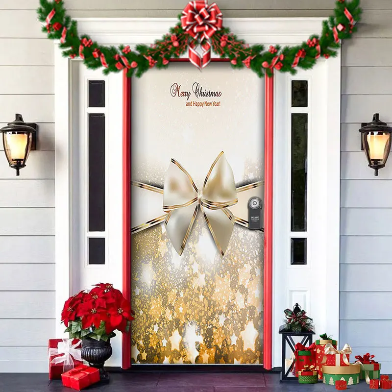 thumbnail image 1 of Cortina de puerta navideña 2024, adorno para árbol de Navidad de Papá Noel, muñeco de nieve, pancarta de fondo de Feliz Navidad, decoración para fiesta en casa, 1 of 5