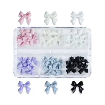 귀여운 미니 활 3D 네일 아트 장식, 무광택 나비 손톱 참 디자인, DIY 송진 네일 액세서리, 30 개