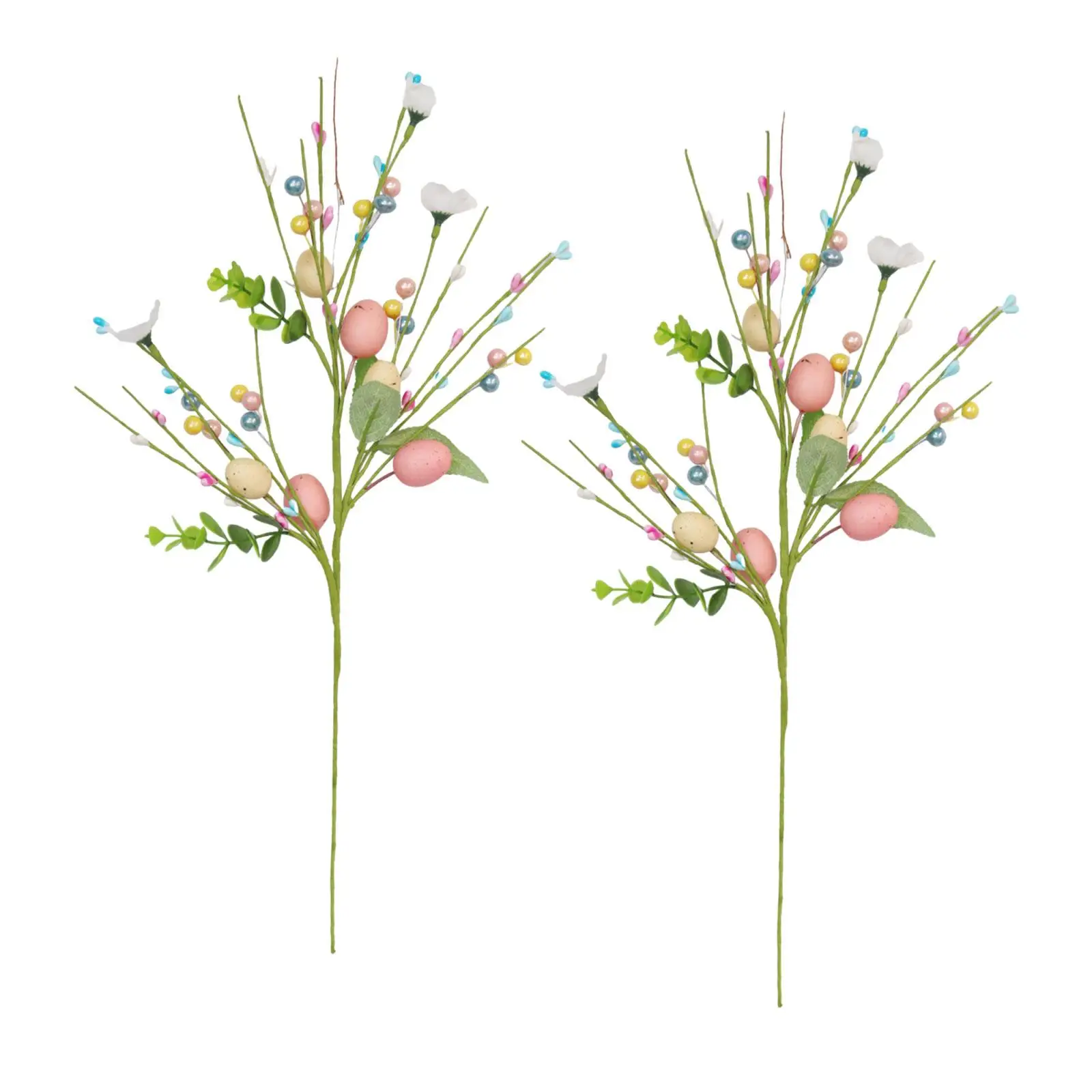 2Pcs Artificial Easter Egg Flowers Decorative Garland Foam Easter Party Decorations for Bedroom Centerpiece Vase Wedding Office