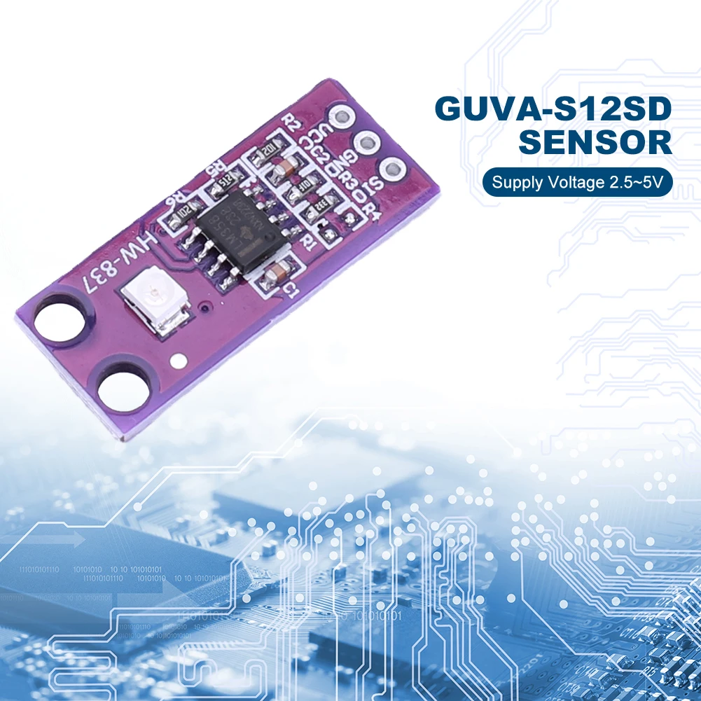 HALJIA, modulo sensore di rilevamento per l'intensità dei raggi solari UV Guva-S12Sd da 240 Nm-370 Nm UV, Compatibile con Arduino