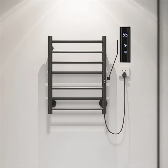 2025 หลอดรูปร่าง 220V ไฟฟ้าเครื่องทําความร้อนชั้นวางผ้าเช็ดตัวอัจฉริยะสแตนเลสคาร์บอนไฟเบอร์ชั้นวางแห้งเหมาะสําหรับห้องน้ํา 1