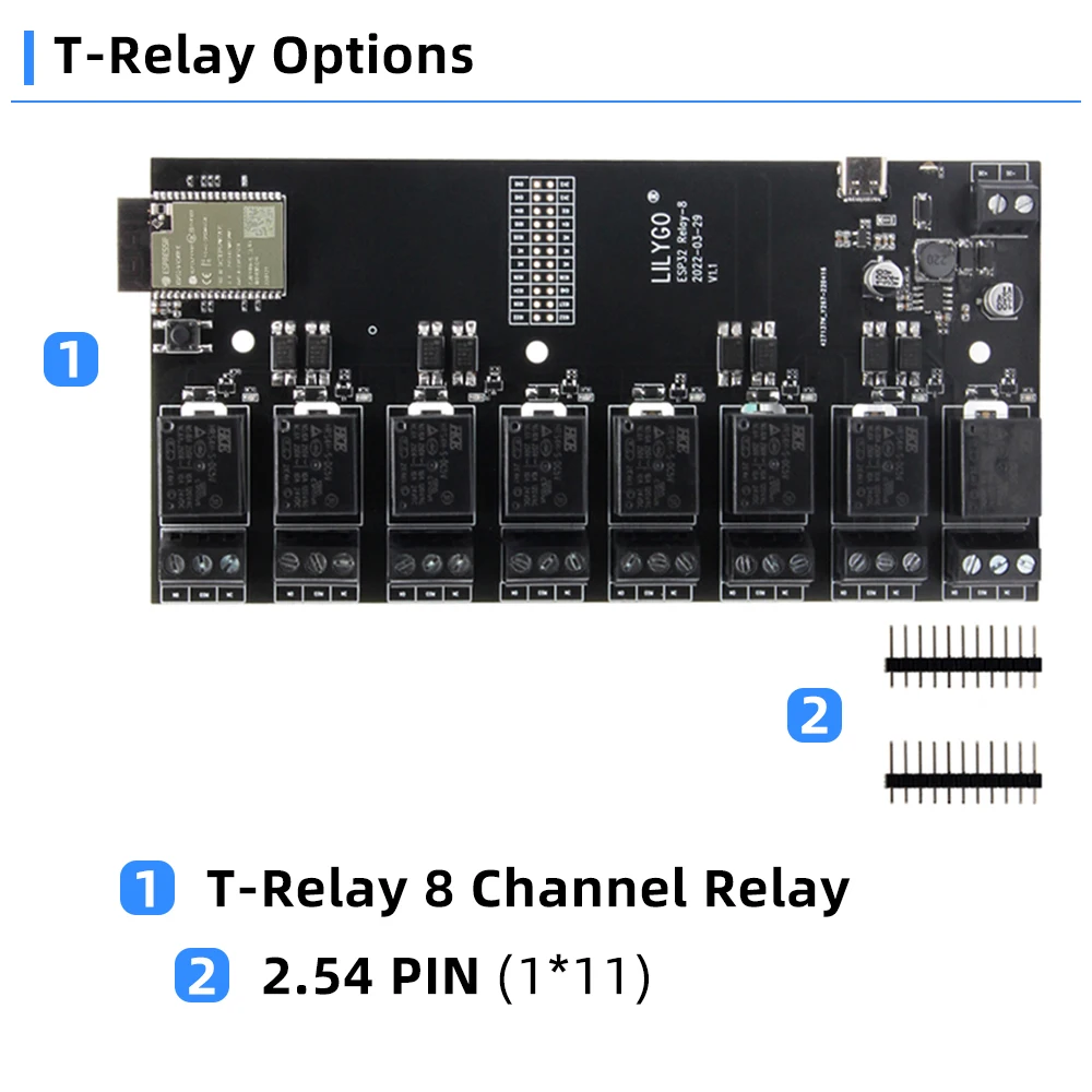 Купить дешево Lilygo® Trelay Esp32 5v Relay Module 8 Channel With Optocoupler Isolation