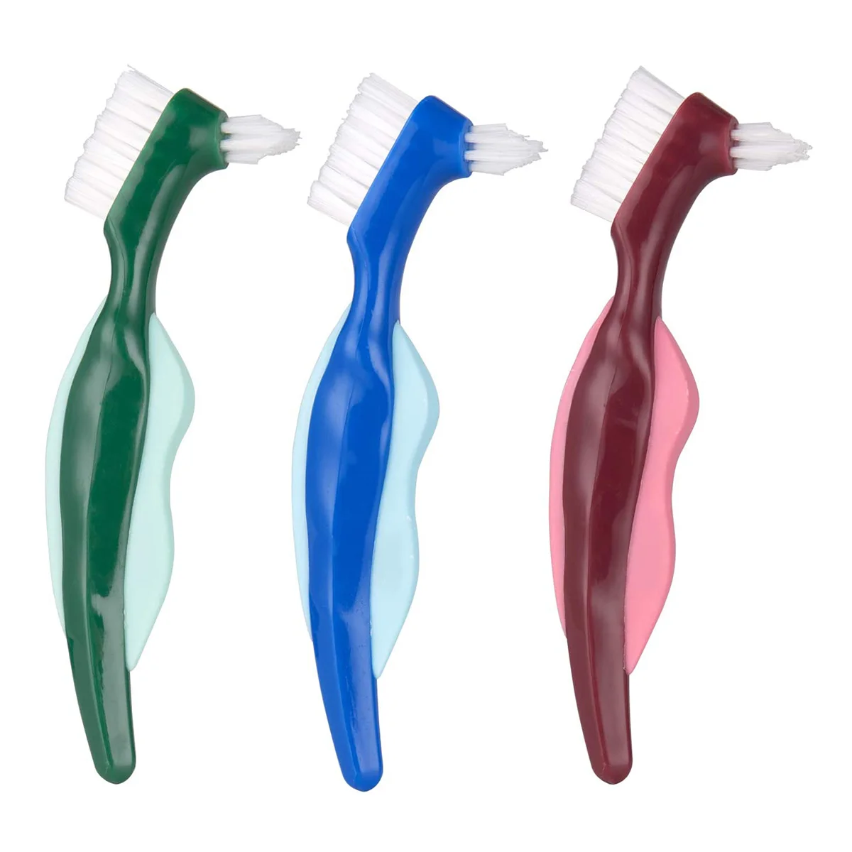 

3 Pcs Denture Bath Brush Fake Teeth Double Headed False Toothbrush Cleaning Care Tootbrush