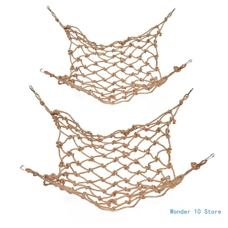 

Bird Hanging Toy Hemp Rope Swing Toy Parrot Climbing Rope Net with Metal Hooks