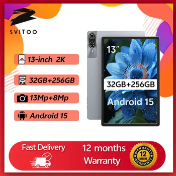 SVITOO Android 15 Tablet 13 Inch MediaTek G99 32GB RAM 256GB ROM 10000mAh Battery SIM 4G LTE WiFi 5 GPS Widevine L1 With Case 1