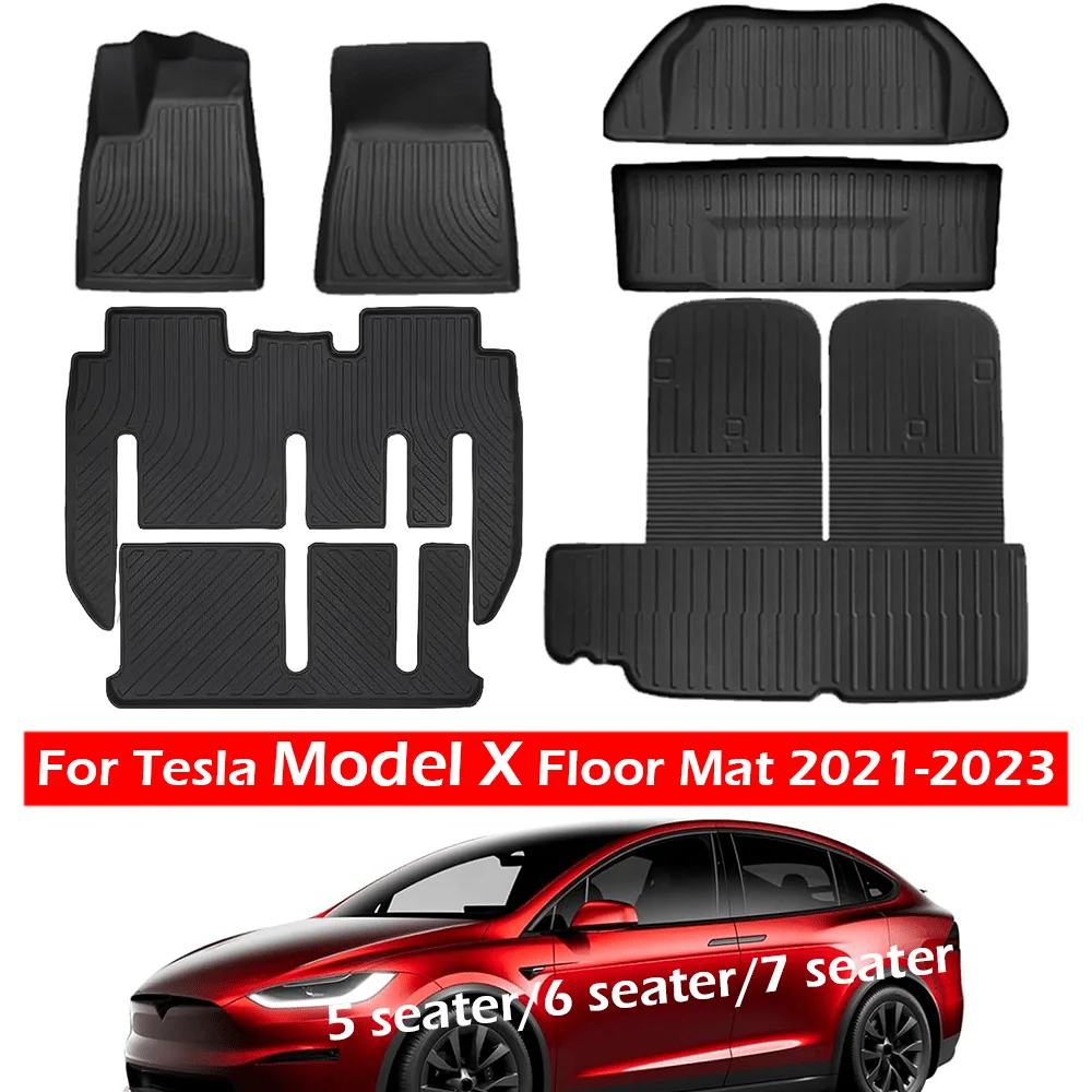 

For Tesla Model X Floor Mat 2021 2022 2023 Model X 3D All Weather Mats Full Set Floor Liner Interior Accessories Left Hand Drive