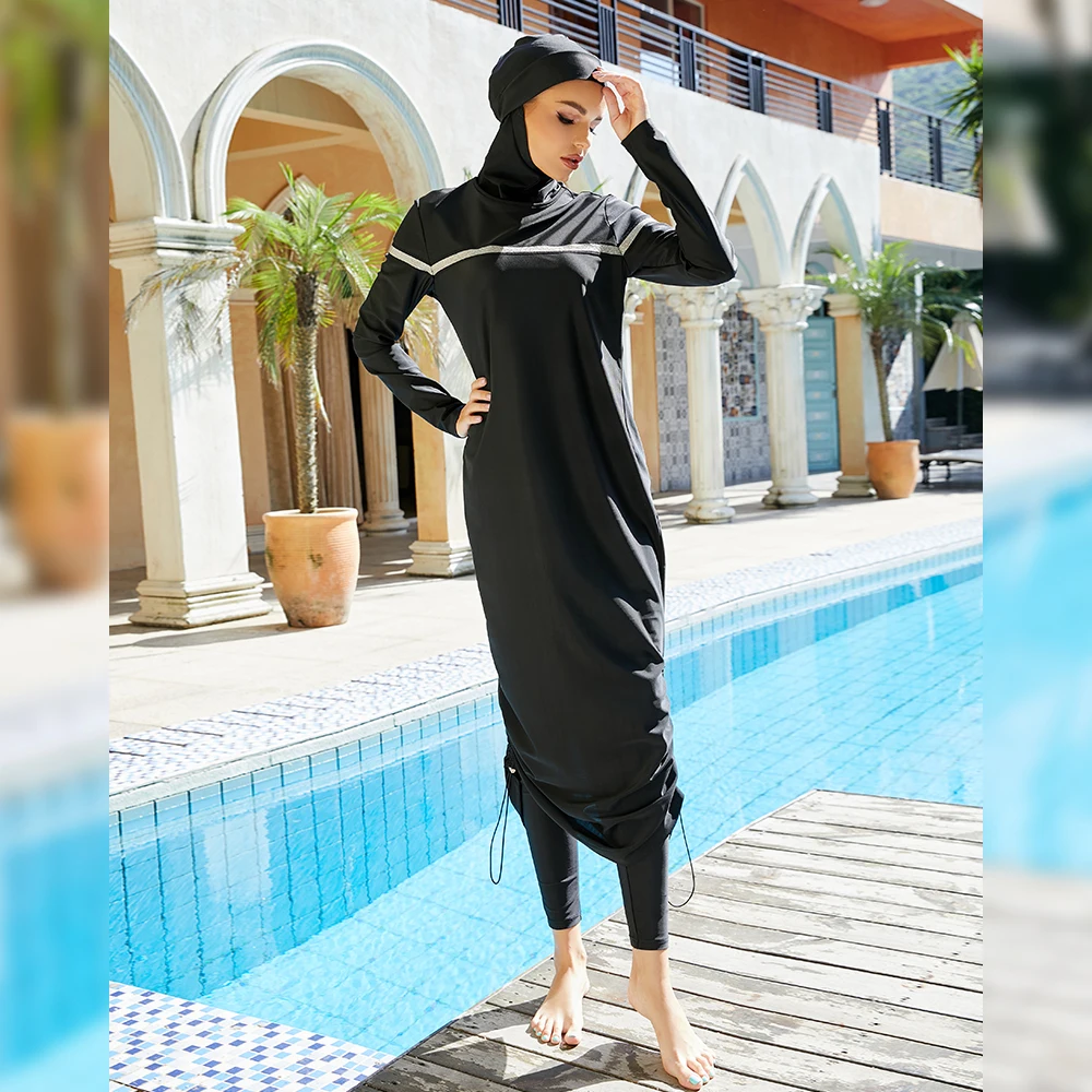 

Burkini 2024 Muslim Swimwear 3PCS Women Hijab Long Sleeve Islamic Swimsuit Robe Modest Conservative Bathing Suit Swim Beachwear