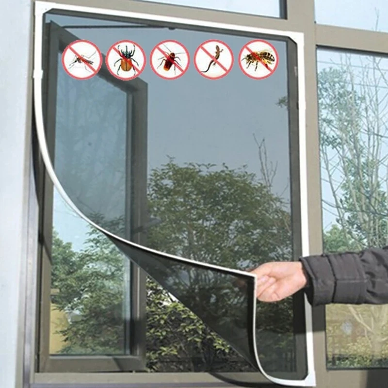 Anti-mosquito Window Net Self-adhesive DIY Black and White Anti-mosquito Screen Invisible Simple Screen with Velcro_voghion.com