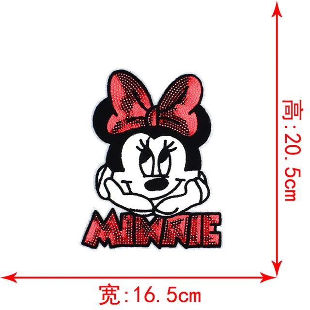 Disney Sequins Clothing Patch Mickey Minnie Mouse Patches Cartoon Sew Clothes Patch for T-shirt Coat DIY Decoration Women Gift Gun Metal