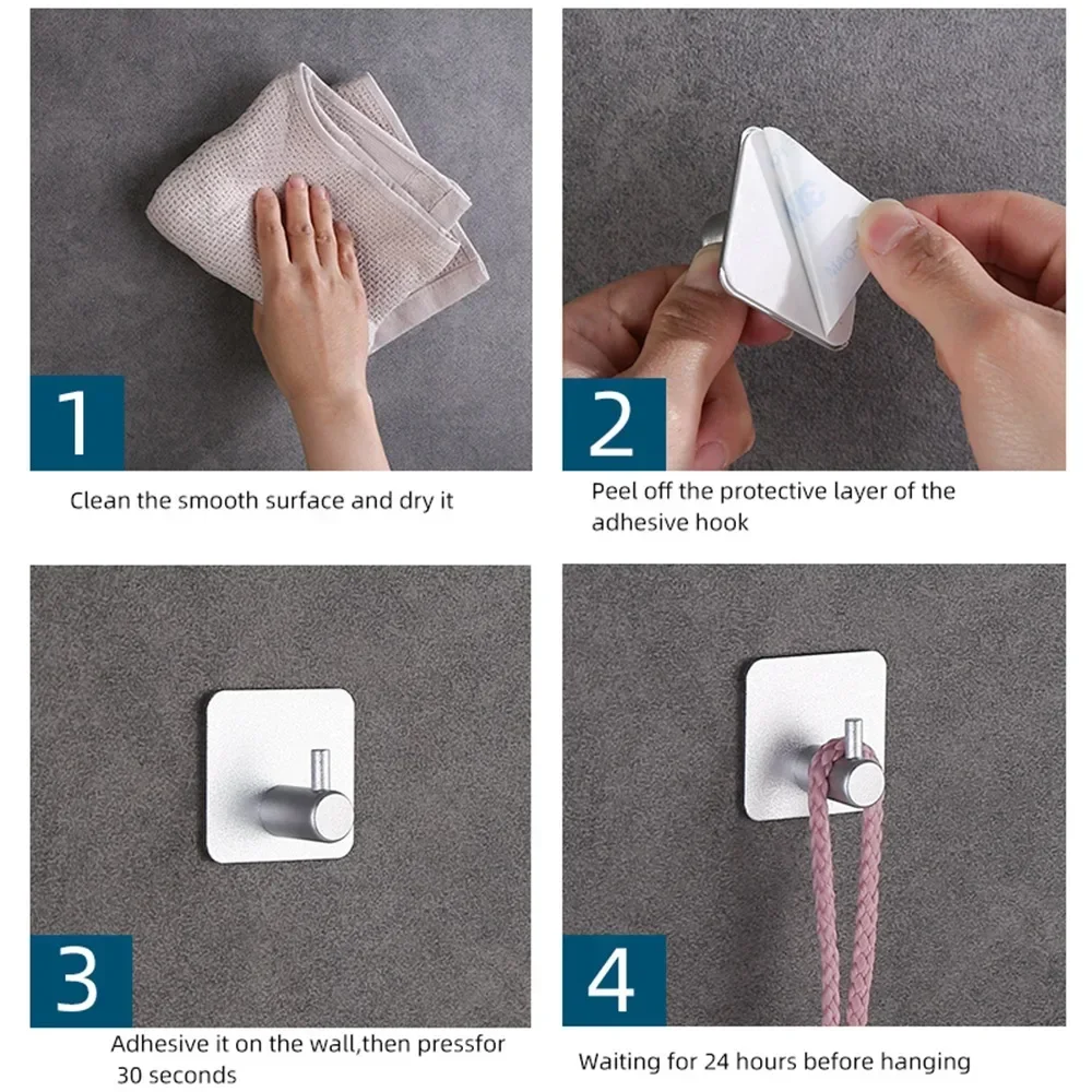 Adhesive Hooks Adhesive Wall Hooks Mounted Door Key Cloth Coat Bathroom Robe Hanger Kitchen Hardware Rack Shelf Bag Hook Organizer Hanging