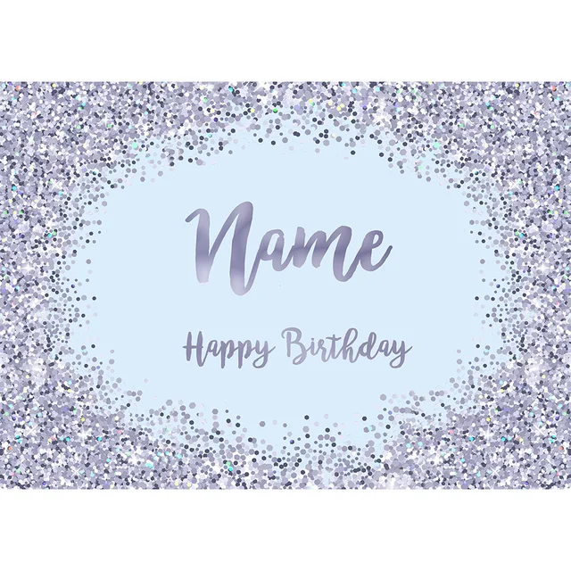 Birthday Banner Customize Photo Background Custom Name Silver Golden Pink Glitter Photophone Backdrops Party Decor Photocall PEACOCK BLUE