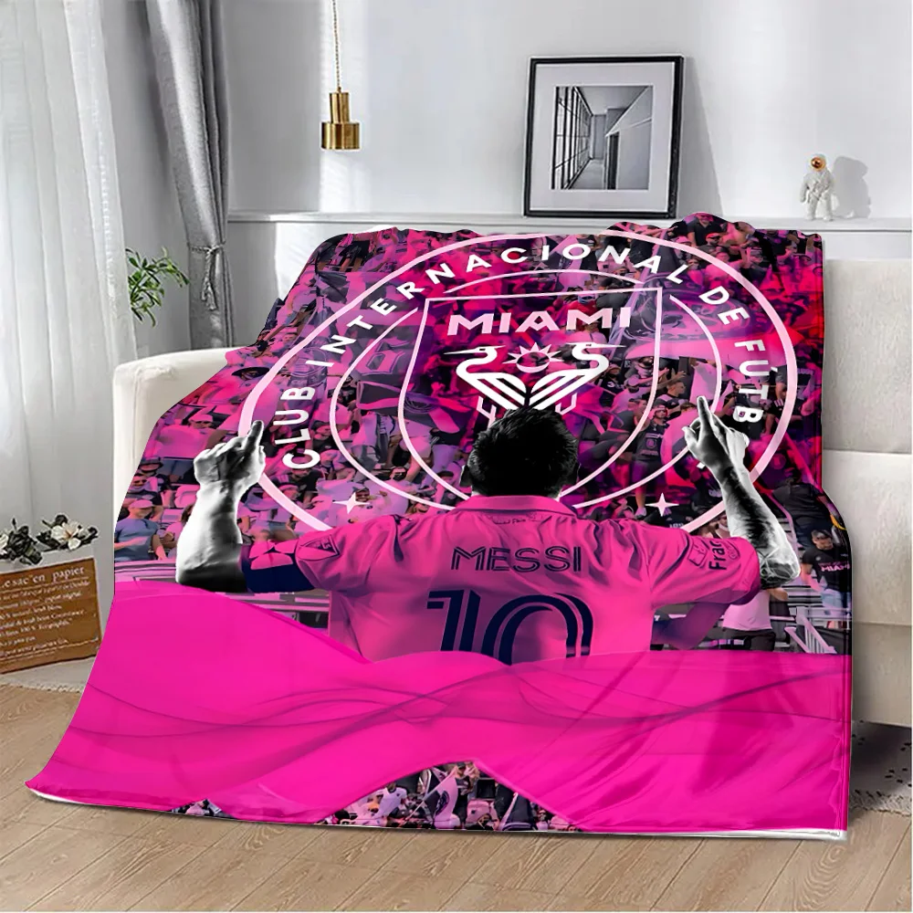 Football Miami Messi Printed Blanket for Bed Sofa Armchair Picnic Blankets Warm Blanket Comfortable Blanket Home Travel Birthday 4
