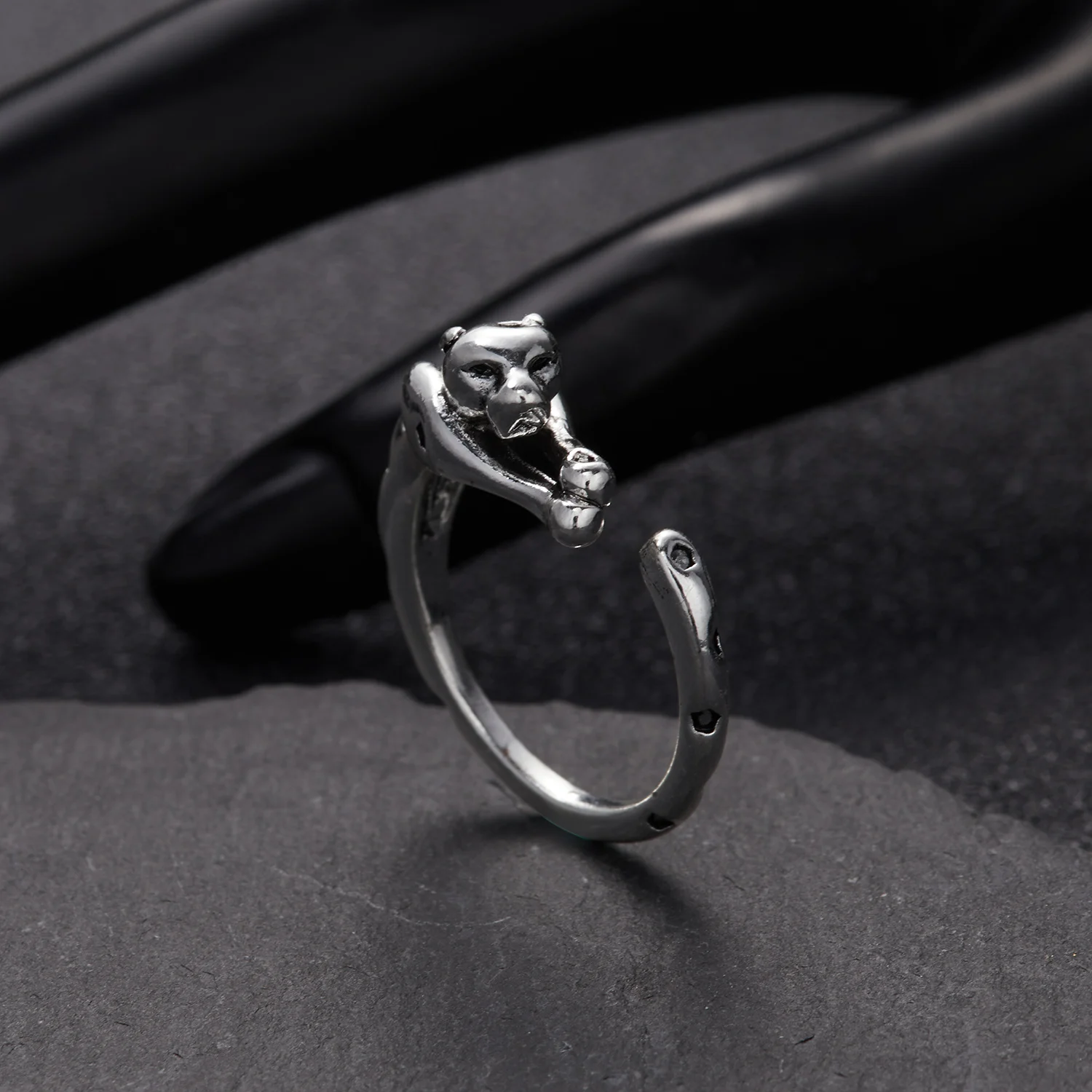 Cute Fortune Cat Animal Rings Couple Jewelry Adjustable Finger Rings For Men Lover Women Lady Girl Boy Male Valentine's Day Gift