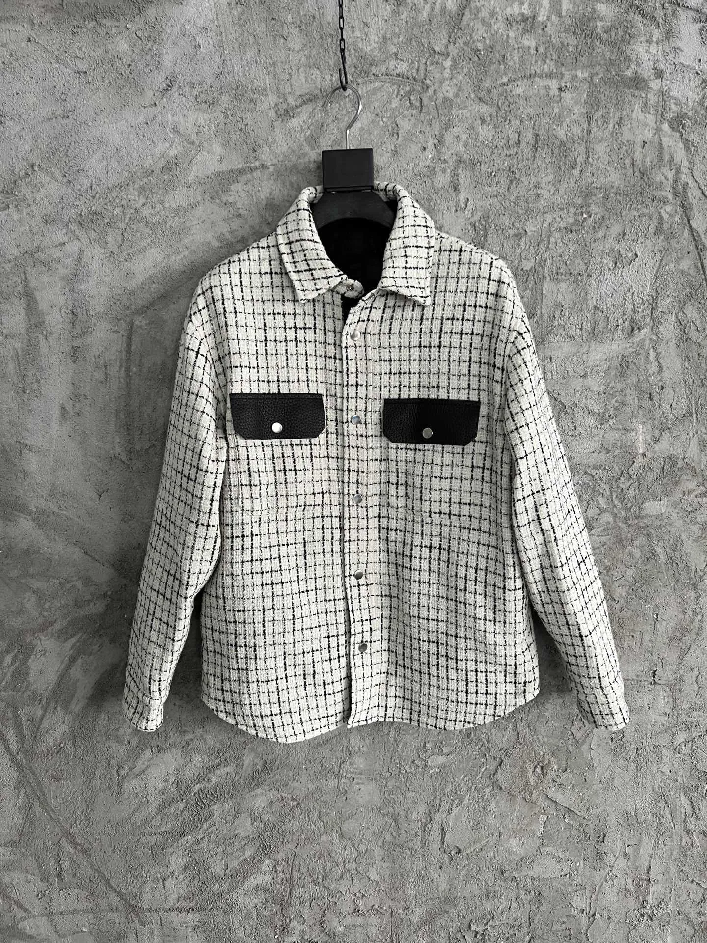 

Wool plaid jacket lapel single-breasted design casual fashion 2023 autumn new style 0318