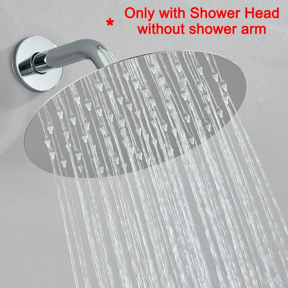 Chrome Rain Shower Head 8/10/12 Inch Stainless Steel Ultra-Thin Rainfall Heads Faucet Bathroom Shower System shower nozzle