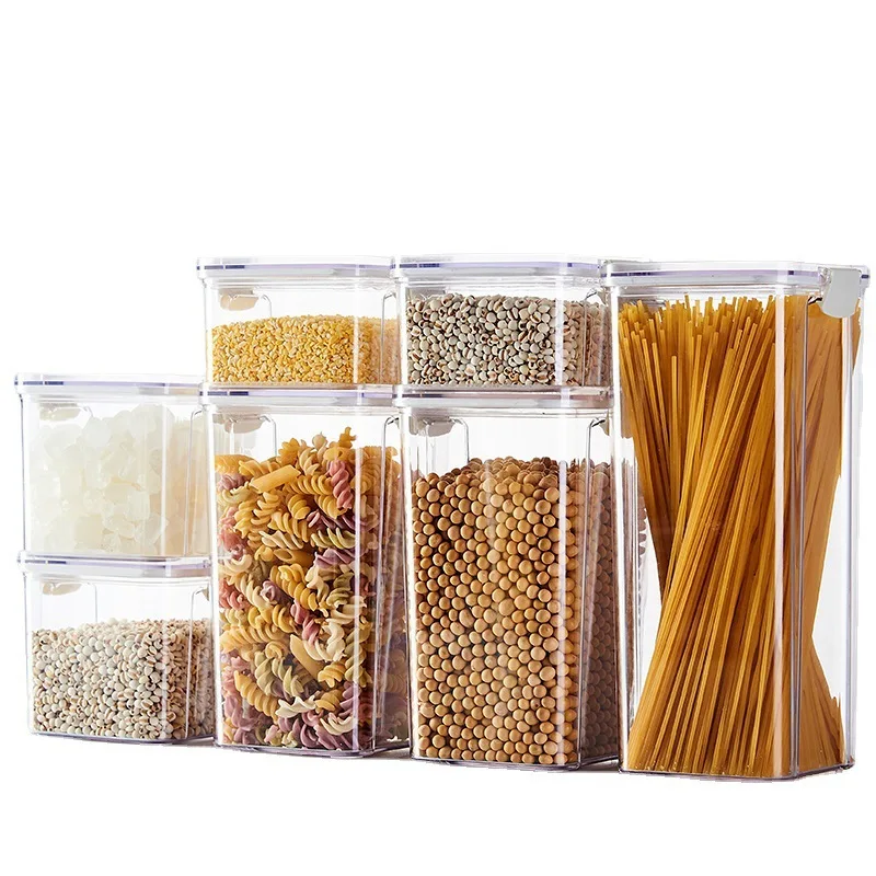 2Pcs Kitchen Sealed Jar Stackable Food Storage Box Multigrain Tank Bottle Cereal Candy Dried Fruit Tea Storage Containers