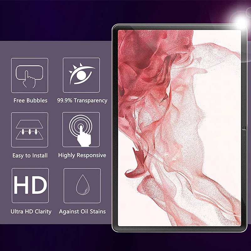 2PCS Glass for Samsung Galaxy Tab S8 Plus Screen Protector Protective Film for Samsung Galaxy Tab S8+ 2022 12.4" SM-X800 SM-X806 5
