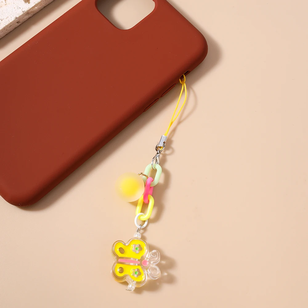 Aihua Süße Kugelbonbons Schmetterling Handykette Handgemachter DIY Schlüsselanhänger Damen Handyband Schmuck Geschenke – Detail 4