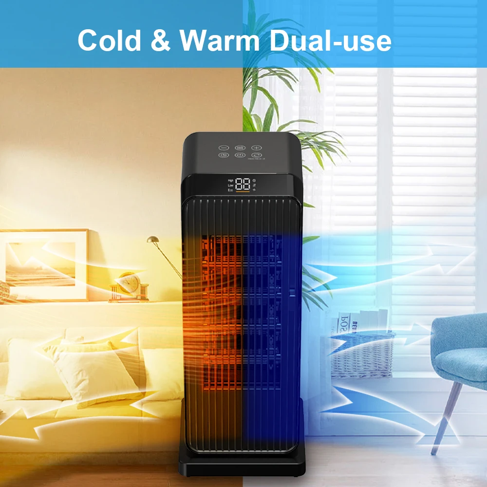 KCvents PTC Ceramic Heater Fan Indoor Space Mute Heater With Adjustable Thermostat LED Display Remote Control 5