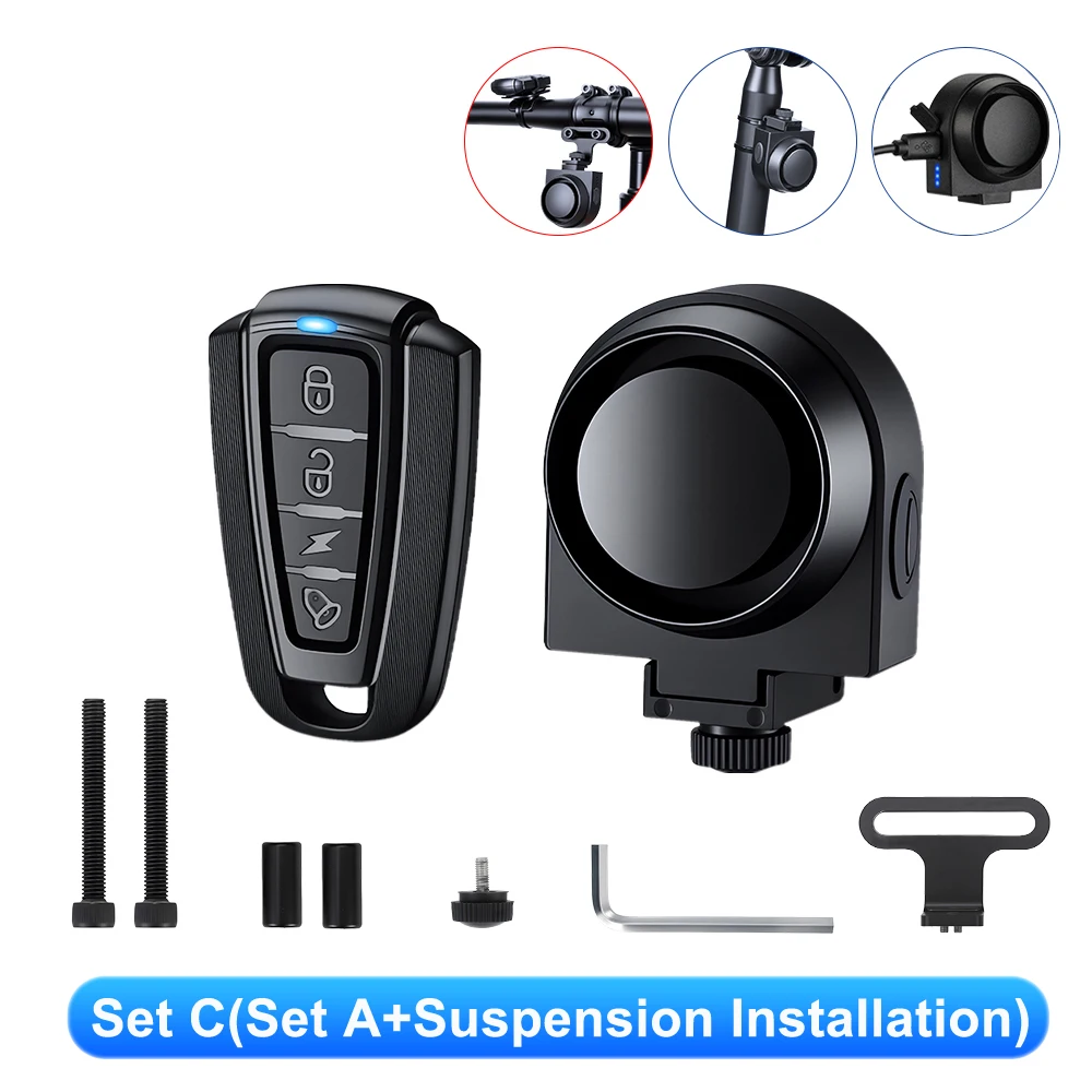 Wireless USB Rechargeable Anti-Theft Alarm with Remote Control for Bicycles and Motorcycles