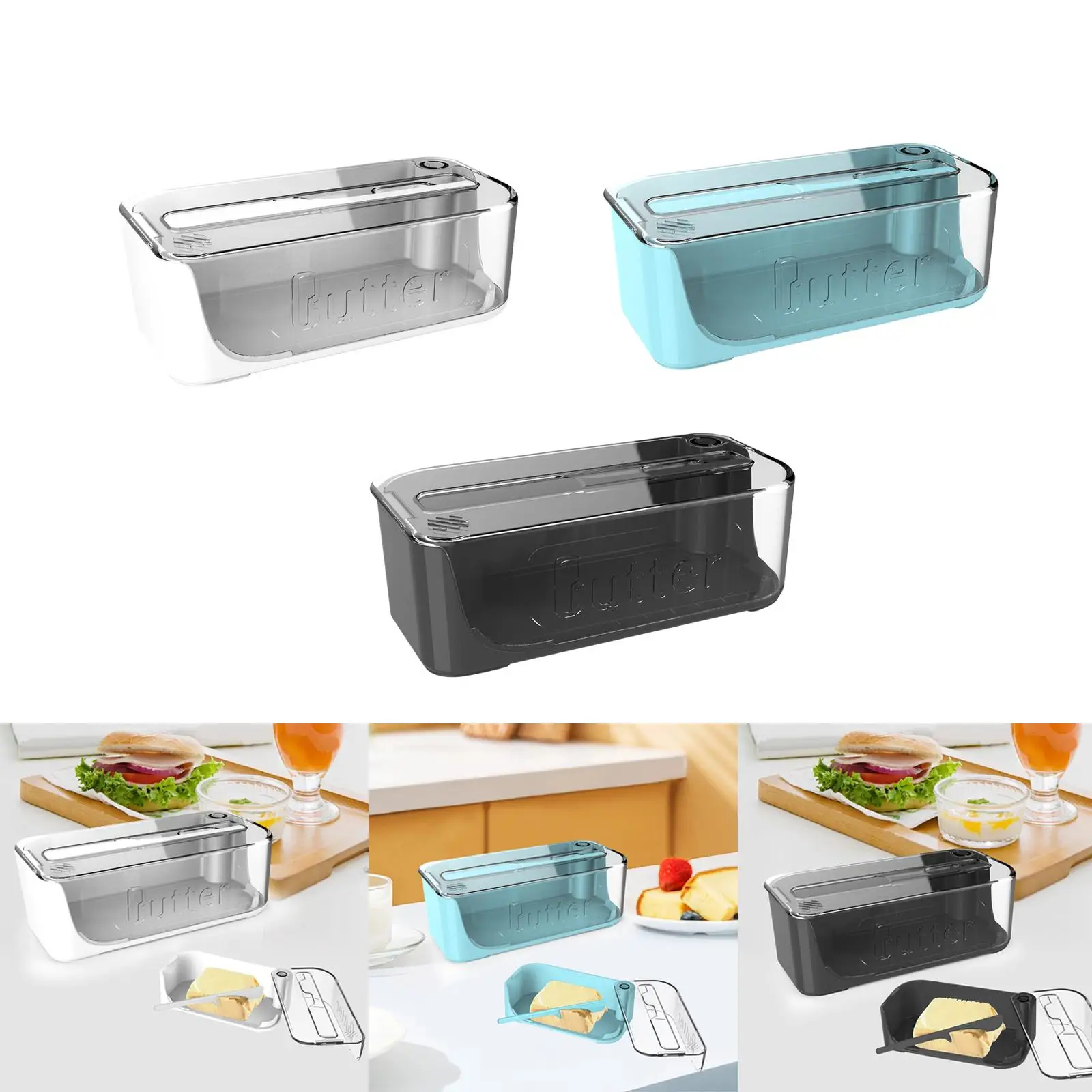 Refrigerated Butter Container Cheese Keeper Butter Slicers Cutter for Dining Table Refrigerator Kitchen Baking Countertop