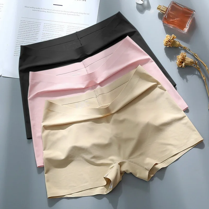 Women Underwear Ice Silk Panties Sexy Solid Lady Panties Comfortable Boxers Breathable Shorts Intimates Mid Waist Briefs