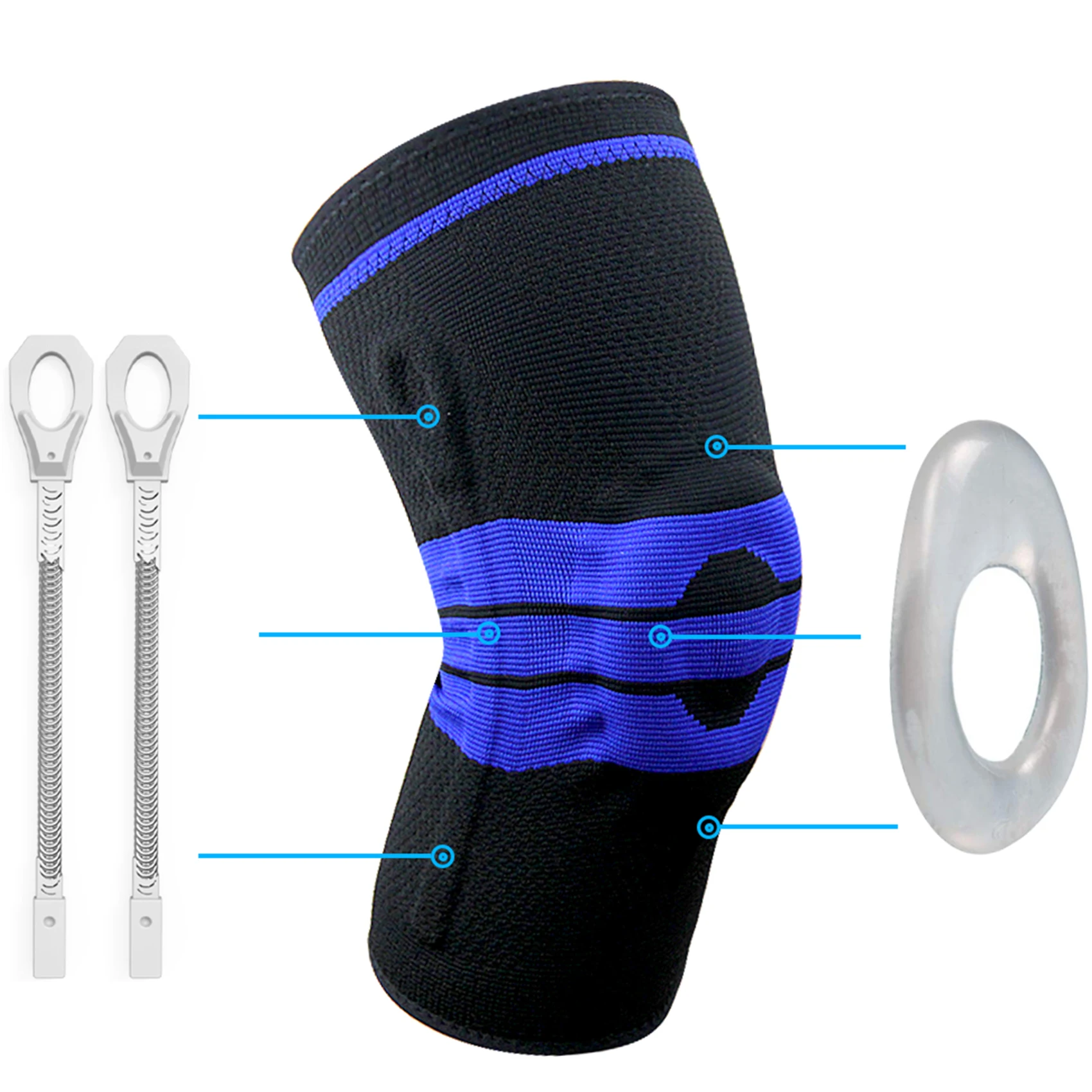 

Knee Support Knee Brace Compression Sleeve with Side Stabilizers and Silicone Patella Gel Pad, Meniscus Tear, Arthritis Jogging