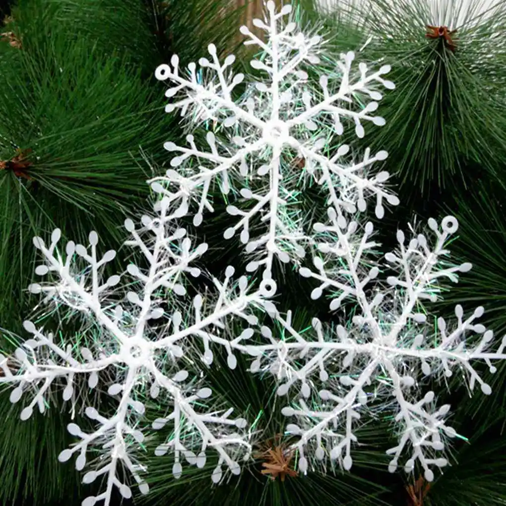 

30PCS White Snowflake Christmas Ornaments Holiday Festival Party Home Decor Decoration Navidad New Year Gift Random Size