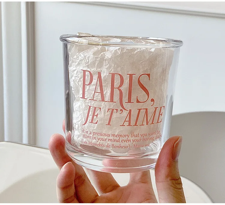 

400ML Large Capacity Glass Coffee Cup Ins Style Iced Latte Mug Home Pink Letters Korean Breakfast Milk Water Cup