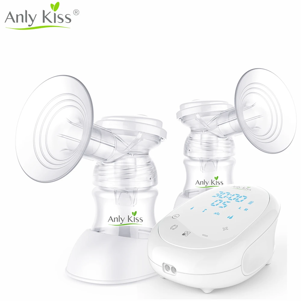 Anly Kiss New Design Silicone Double Side Electric Intelligent Breast Pump Smart Baby Breastfeeding Pump Low Noise Large Suction best portable breast pump